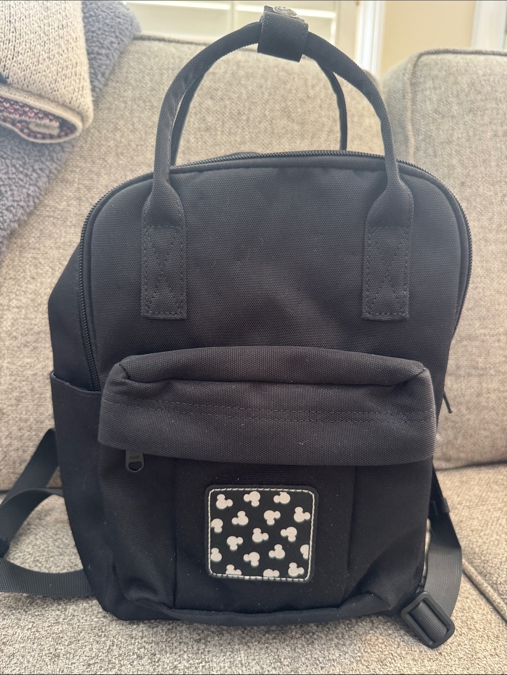 Black Women's Backpack Tote with Mickey Icon Patch